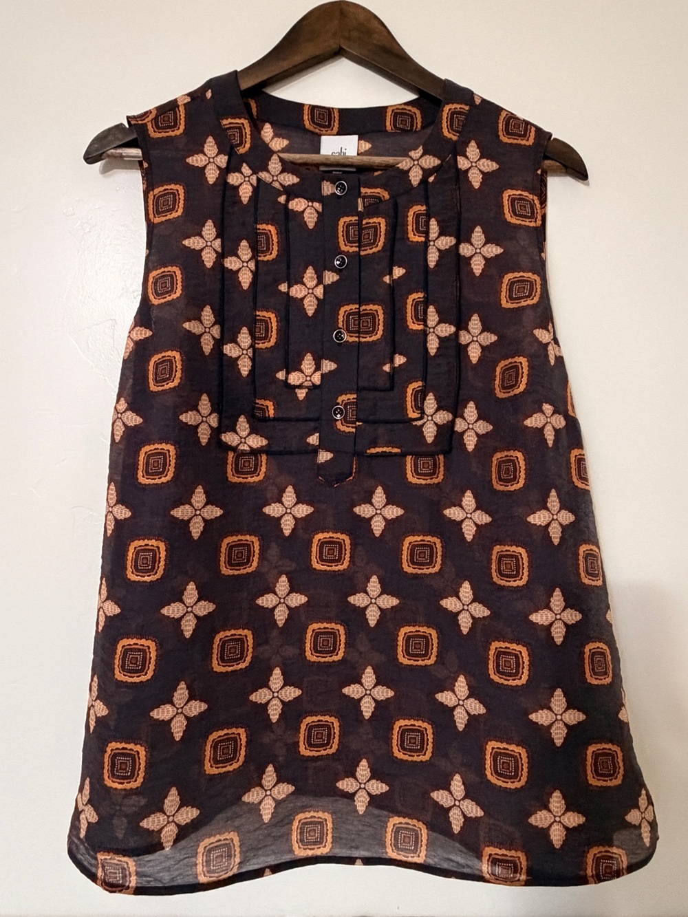 Sleeveless Printed Sheer CAbi Top